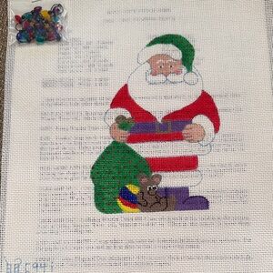 Beau Geste Tree Trimming Santa canvas and needlepoint guide